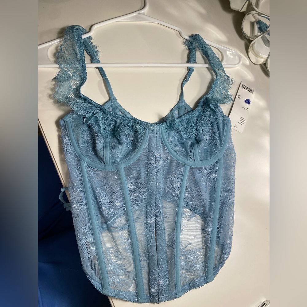 Urban Outfitters Teal blue corset top. Medium. Blue. WITH TAG